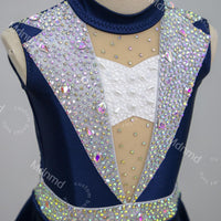 Handmade Custom Navy Rhinestone Contemporary Solo Lyrical Jazz Dance Costume