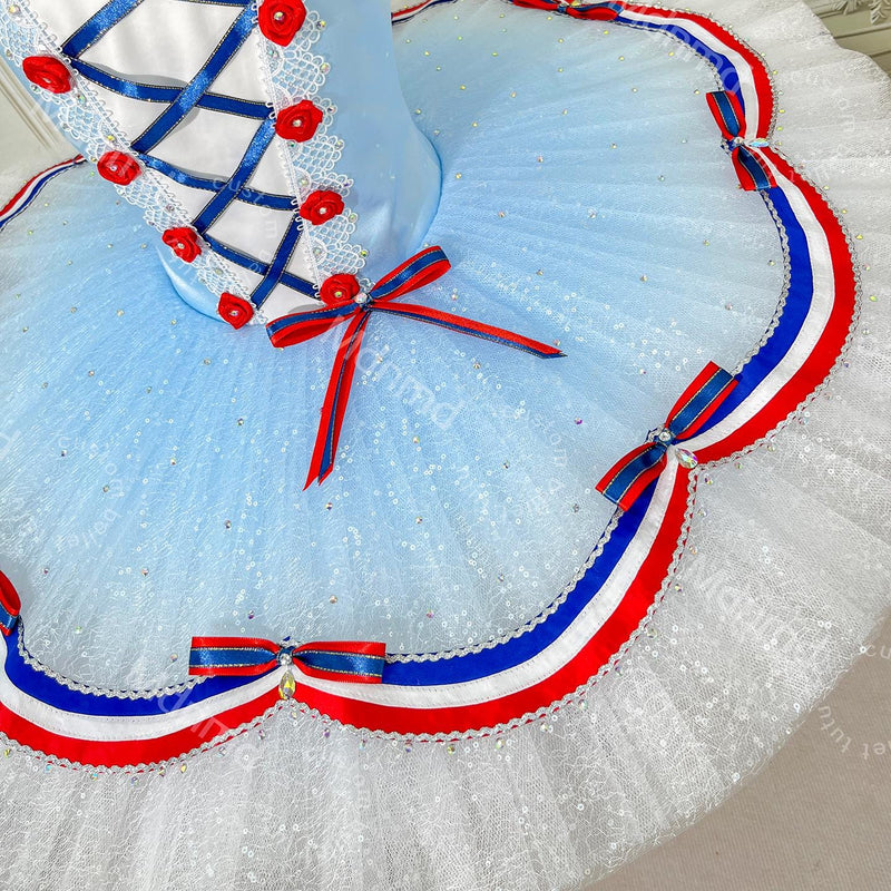 Custom Ballet Tutu - Red Blue Flames of Paris YAGP Costume