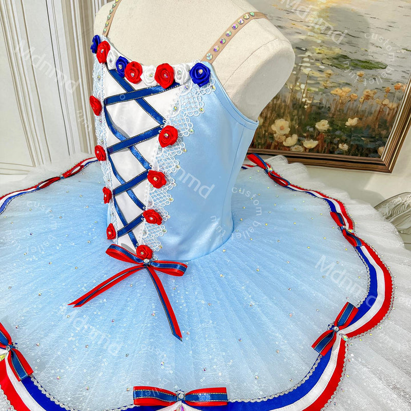 Custom Ballet Tutu - Red Blue Flames of Paris YAGP Costume