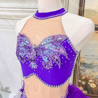 Handmade Purple Lyrical Dance Costume | Butterfly Bodice, Feather Skirt