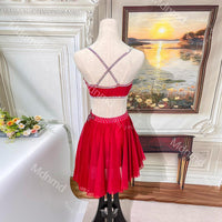 Red Lyrical Dance Dress | Hand-Gathered Bodice, Flowing Skirt, Custom Costume