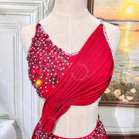 Red Lyrical Dance Dress | Hand-Gathered Bodice, Flowing Skirt, Custom Costume
