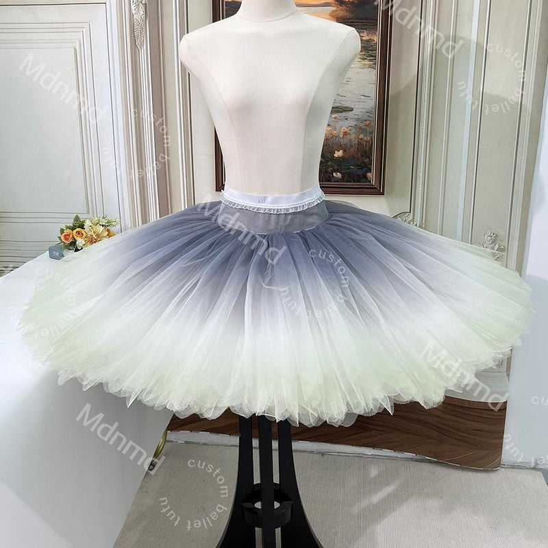 Smoky Gray Ombre Rehearsal Ballet Tutu - Handmade Two-Tone Practice Skirt, Custom Size & Color