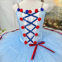 Custom Ballet Tutu - Red Blue Flames of Paris YAGP Costume