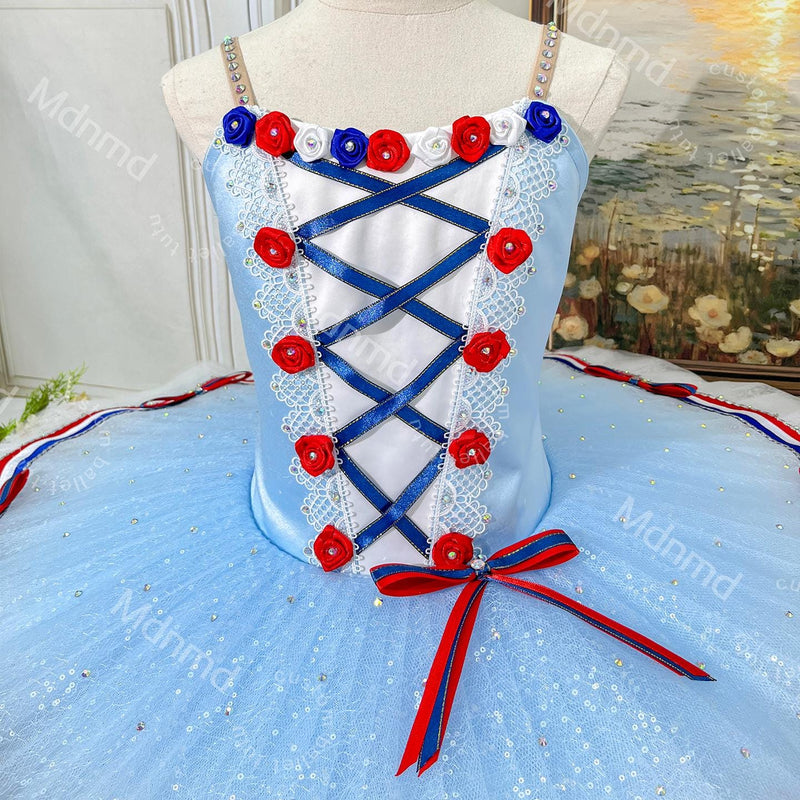 Custom Ballet Tutu - Red Blue Flames of Paris YAGP Costume
