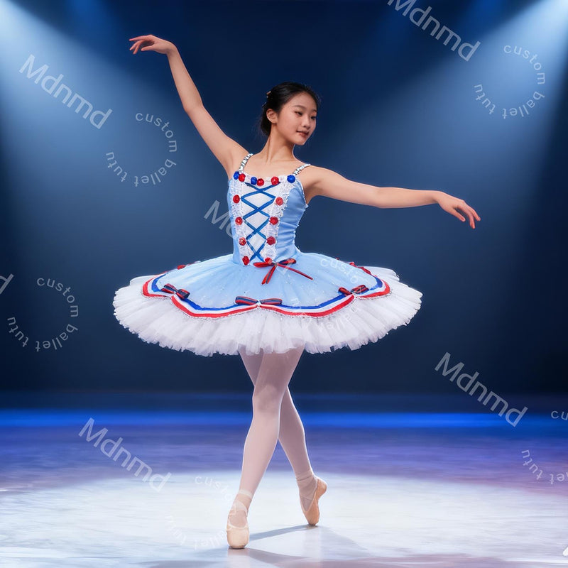 Custom Ballet Tutu - Red Blue Flames of Paris YAGP Costume