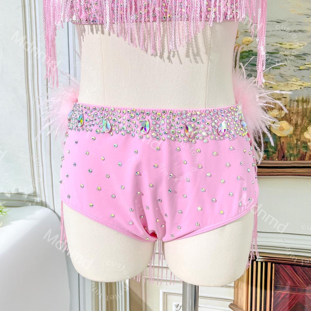 Pink Feather Sequin Fringe Lyrical Dance Costume | Custom Ballet Competition Outfit