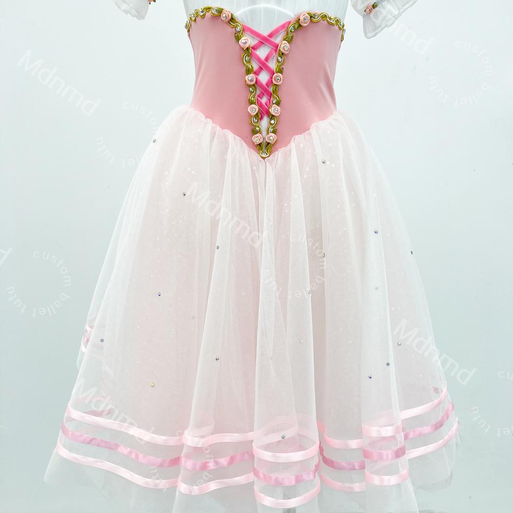 Stretch Velvet Bodice with Flowing Pink Skirt | Handmade Romantic Ballet Costume for Coppelia & Giselle