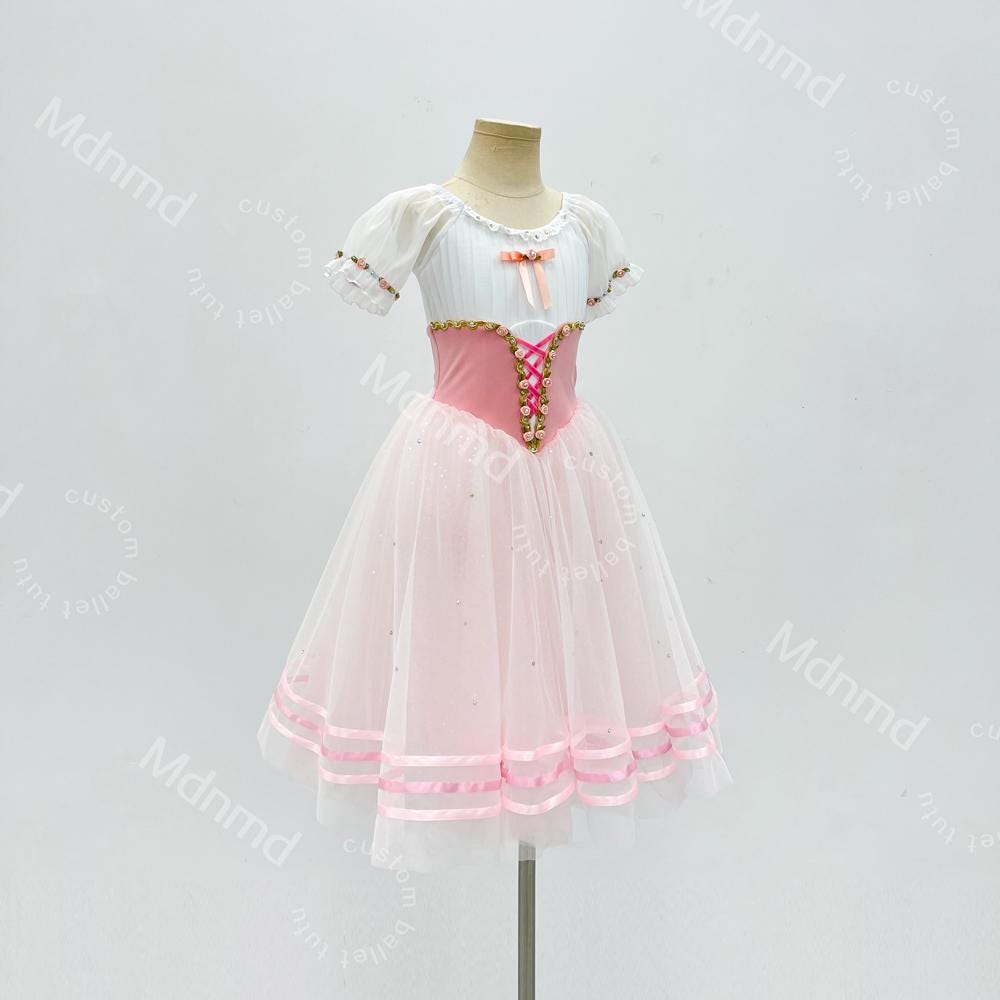 Stretch Velvet Bodice with Flowing Pink Skirt | Handmade Romantic Ballet Costume for Coppelia & Giselle