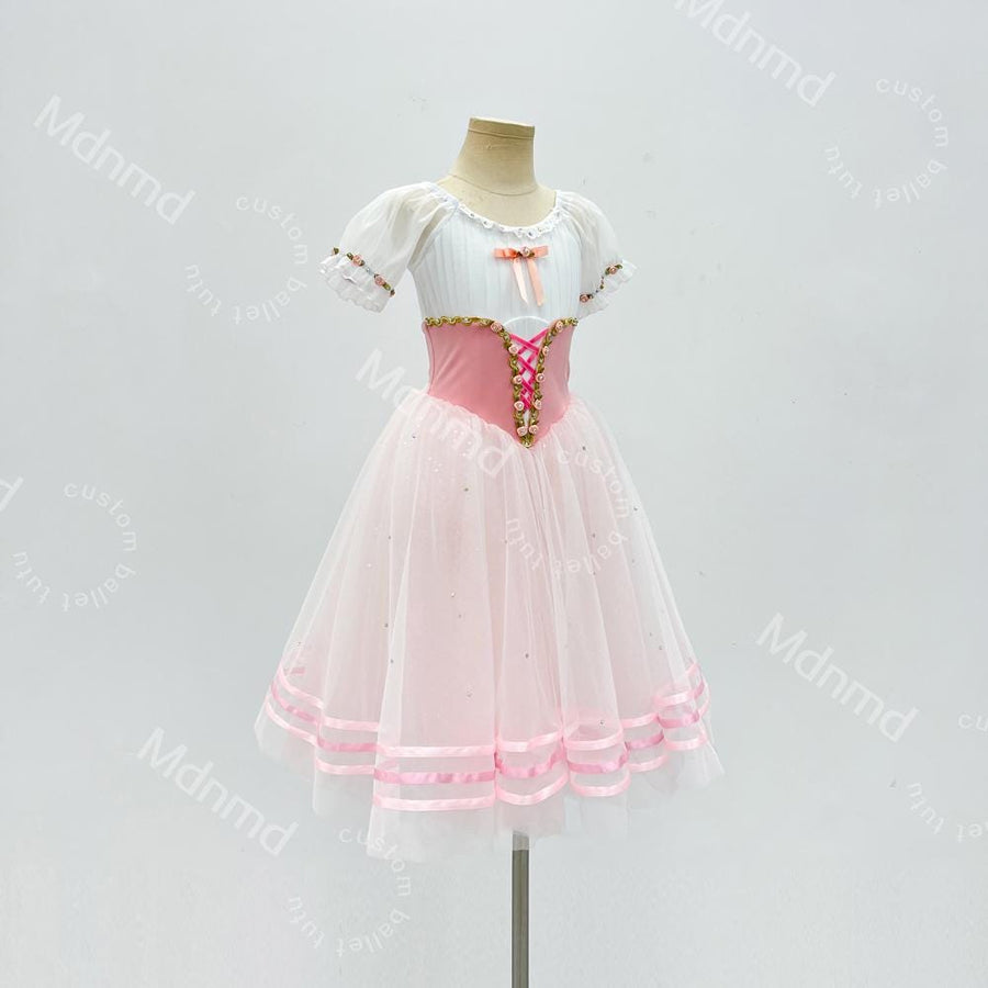 Stretch Velvet Bodice with Flowing Pink Skirt | Handmade Romantic Ballet Costume for Coppelia & Giselle