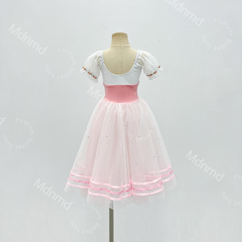Stretch Velvet Bodice with Flowing Pink Skirt | Handmade Romantic Ballet Costume for Coppelia & Giselle