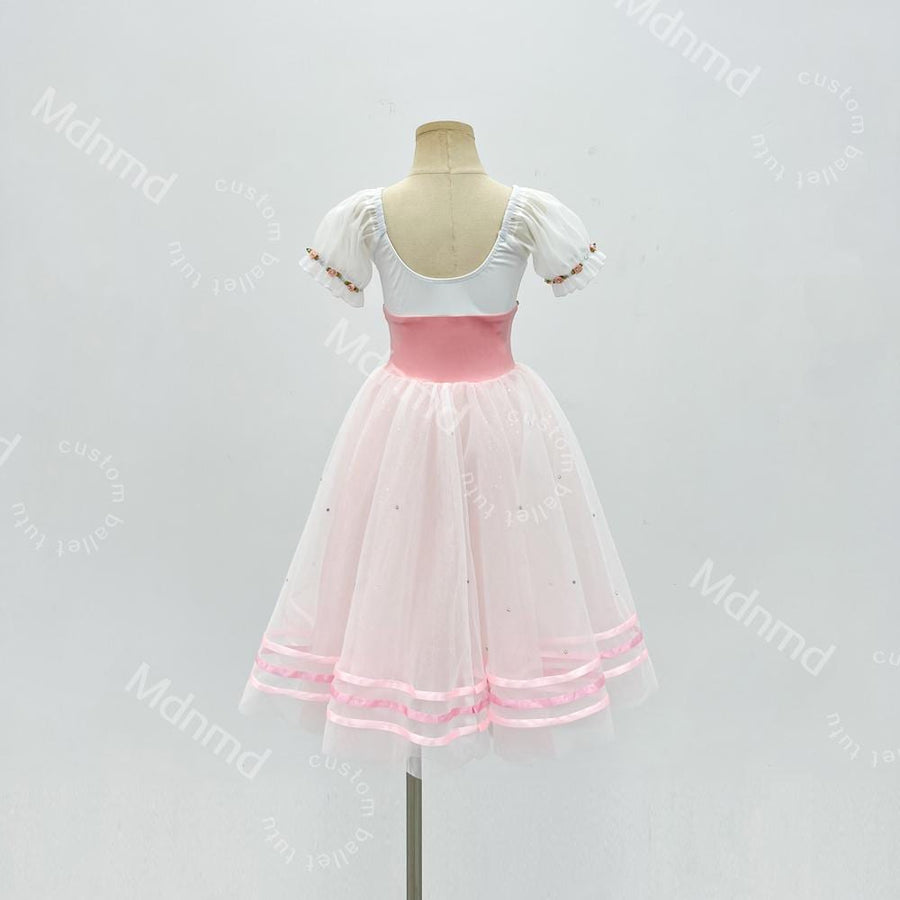 Stretch Velvet Bodice with Flowing Pink Skirt | Handmade Romantic Ballet Costume for Coppelia & Giselle