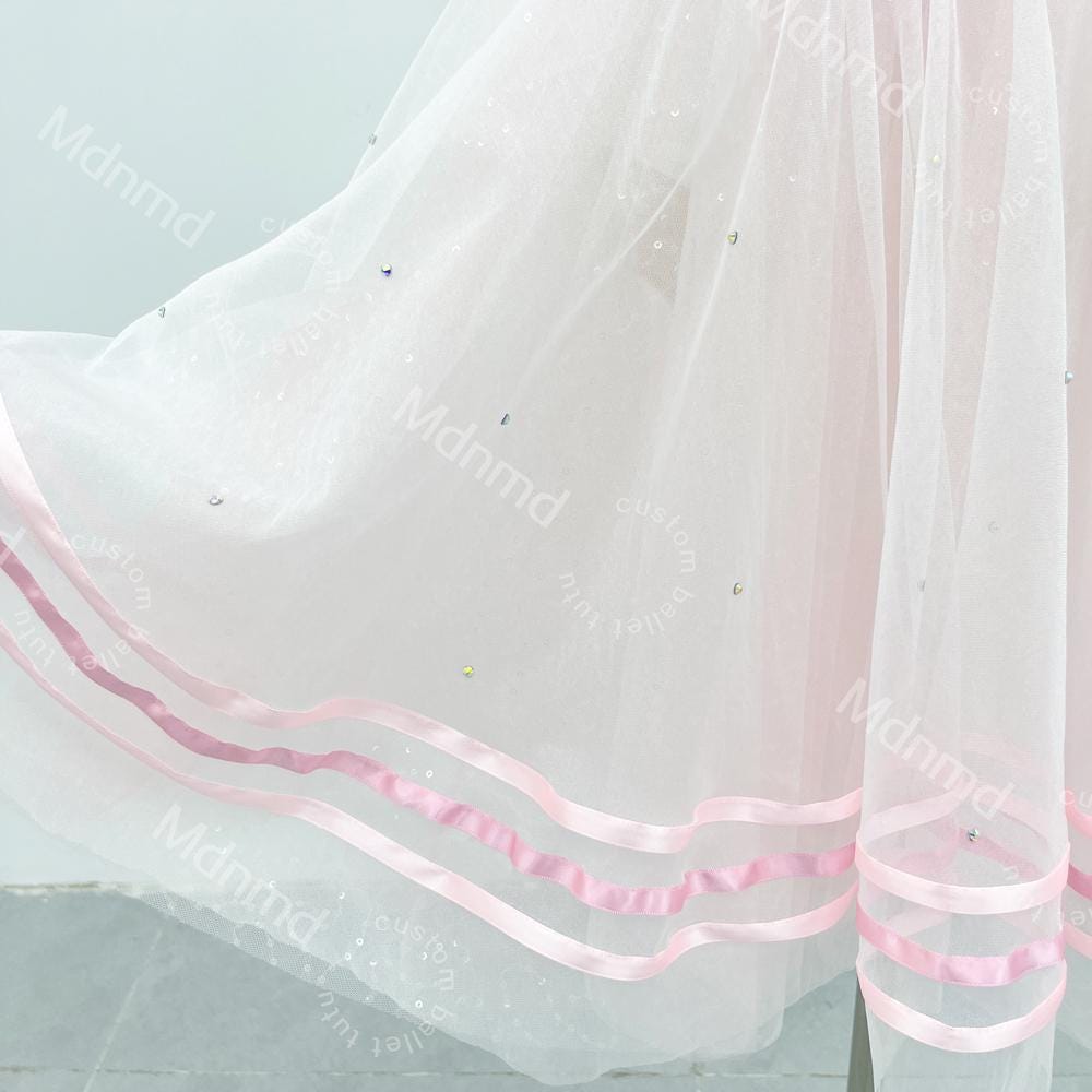 Stretch Velvet Bodice with Flowing Pink Skirt | Handmade Romantic Ballet Costume for Coppelia & Giselle