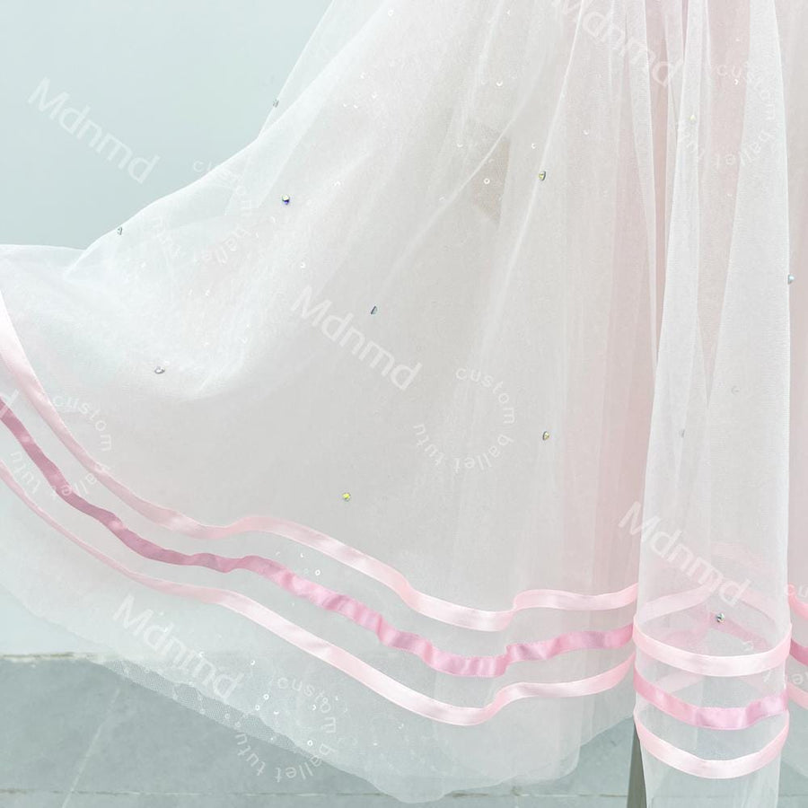 Stretch Velvet Bodice with Flowing Pink Skirt | Handmade Romantic Ballet Costume for Coppelia & Giselle