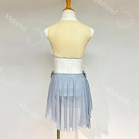 Custom Silver-Gray Two-Piece Lyrical Dance Costume | Modern Ballet Solo Outfit | Handmade Performance Dress