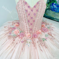 Pink Ballet Tutu | Handmade Classical Pancake Costume, Crystal Flower Appliqu