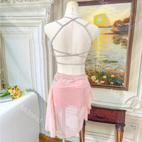 Pink Lyrical Contemporary Dance Costume | Two-Piece Custom Handmade Dress | Modern Ballet Solo Outfit