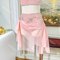 Pink Lyrical Contemporary Dance Costume | Two-Piece Custom Handmade Dress | Modern Ballet Solo Outfit