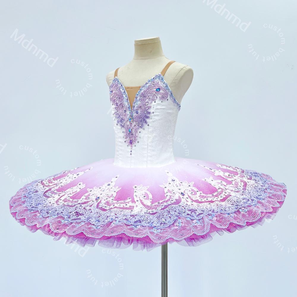 Lavender Ombre Classical Ballet Tutu | Custom Handmade Pancake Tutu | Lace Appliques & Crystal Embellishments
