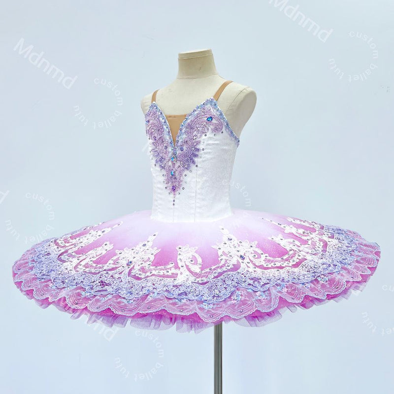 Lavender Ombre Classical Ballet Tutu | Custom Handmade Pancake Tutu | Lace Appliques & Crystal Embellishments