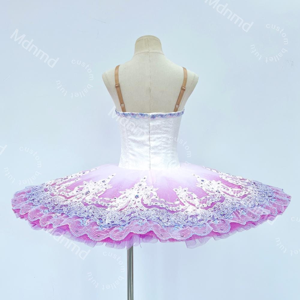 Lavender Ombre Classical Ballet Tutu | Custom Handmade Pancake Tutu | Lace Appliques & Crystal Embellishments