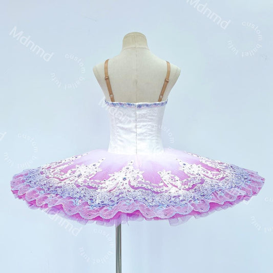 Lavender Ombre Classical Ballet Tutu | Custom Handmade Pancake Tutu | Lace Appliques & Crystal Embellishments