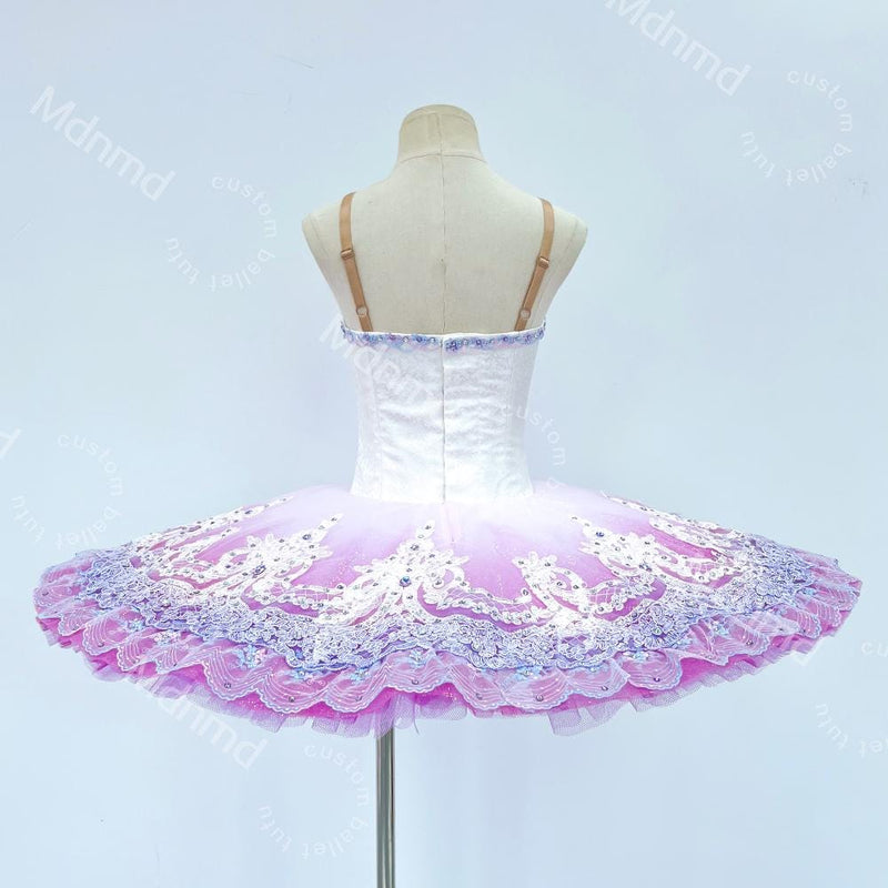 Lavender Ombre Classical Ballet Tutu | Custom Handmade Pancake Tutu | Lace Appliques & Crystal Embellishments