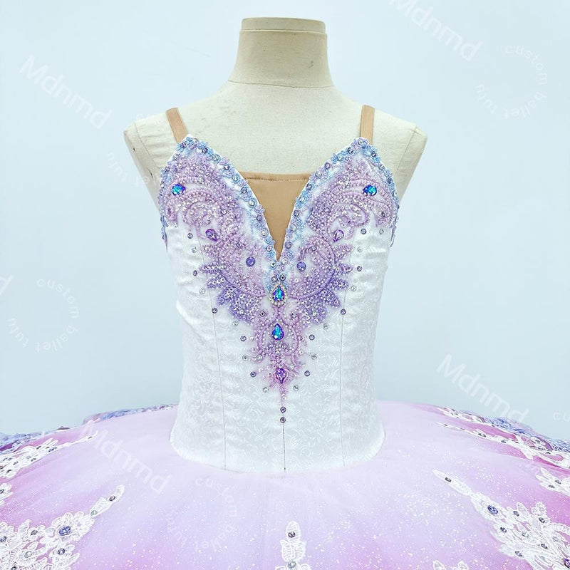Lavender Ombre Classical Ballet Tutu | Custom Handmade Pancake Tutu | Lace Appliques & Crystal Embellishments