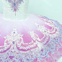 Lavender Ombre Classical Ballet Tutu | Custom Handmade Pancake Tutu | Lace Appliques & Crystal Embellishments