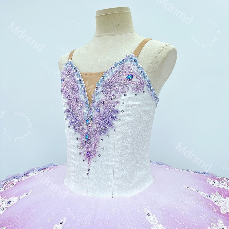 Lavender Ombre Classical Ballet Tutu | Custom Handmade Pancake Tutu | Lace Appliques & Crystal Embellishments