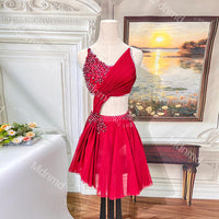 Red Lyrical Dance Dress | Hand-Gathered Bodice, Flowing Skirt, Custom Costume