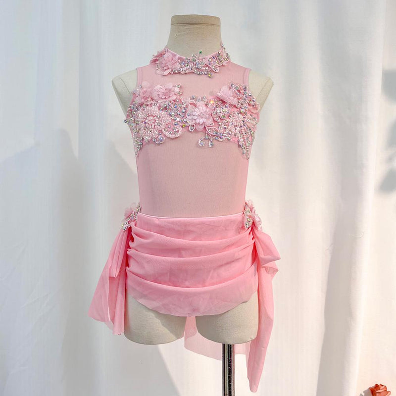 Custom Handmade Pink Dance Unitard - Lyrical, Contemporary Costume