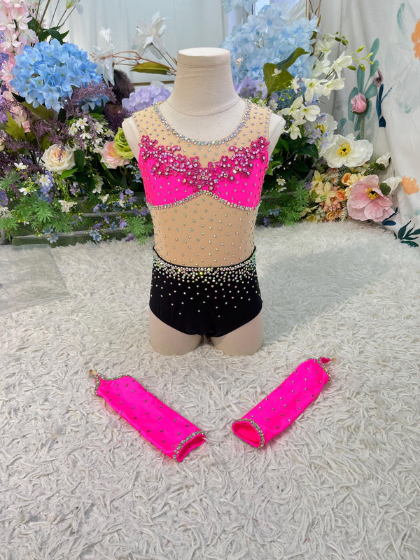 Handmade Contemporary Costume Lyrical Jazz Dance Costume: Crystal Bow, Professional Performance Dress