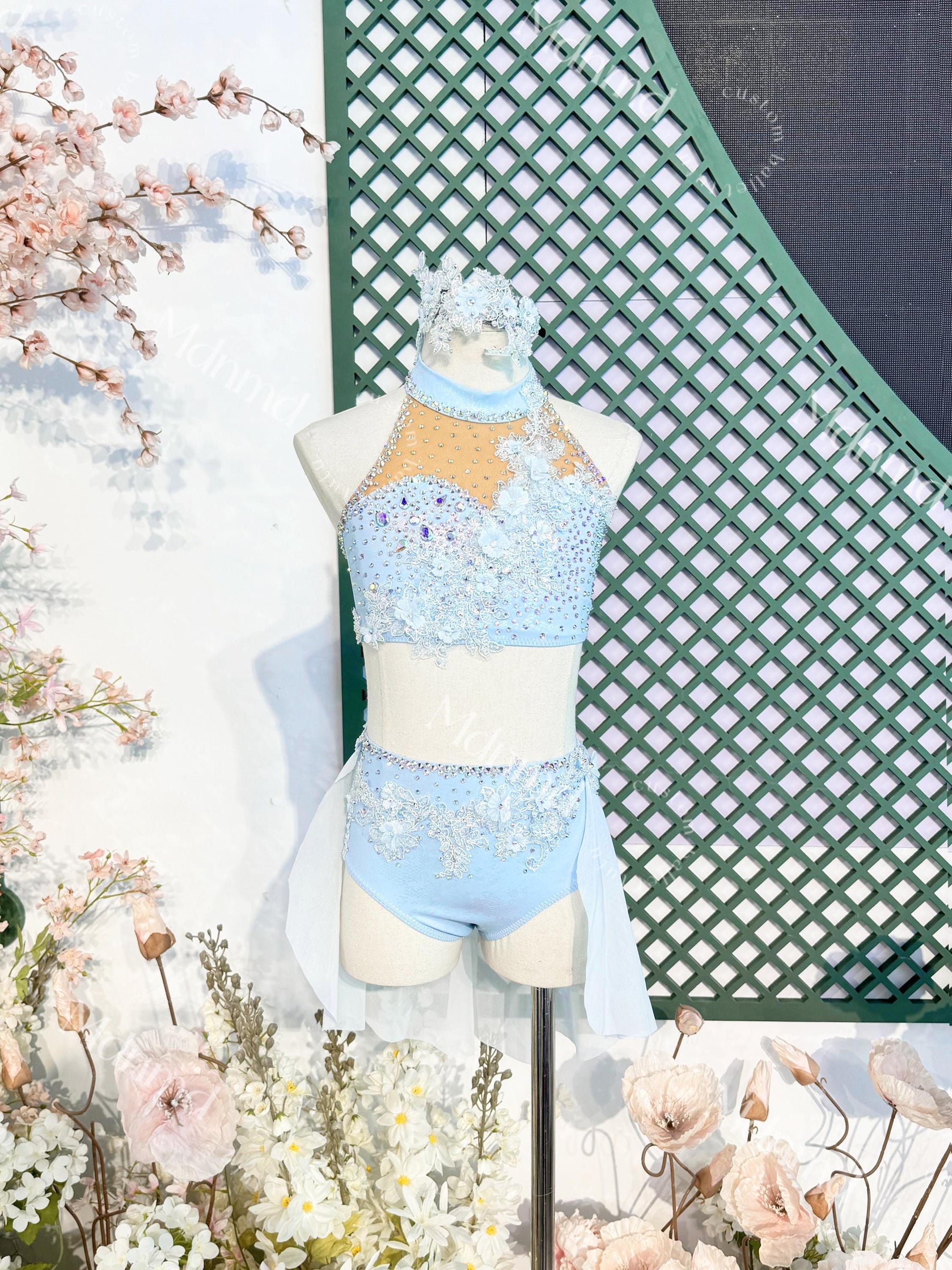 Baby Blue Diamond Lyrical Dance Costume: Jazz, Skating, Gymnastics