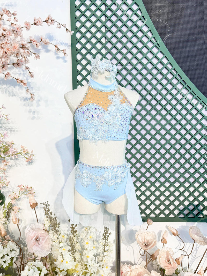Baby Blue Diamond Lyrical Dance Costume: Jazz, Skating, Gymnastics