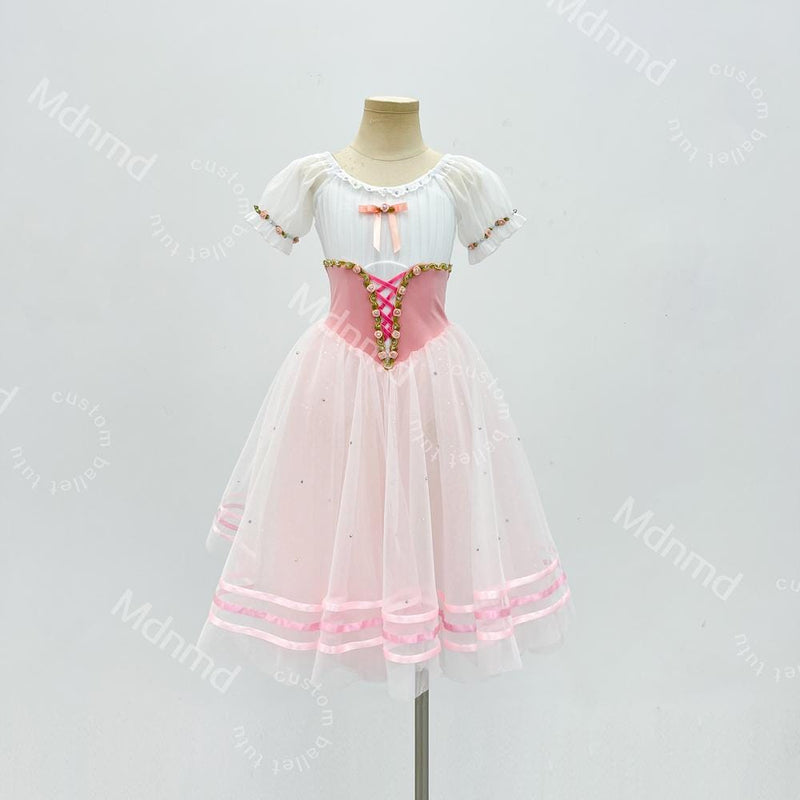 Stretch Velvet Bodice with Flowing Pink Skirt | Handmade Romantic Ballet Costume for Coppelia & Giselle