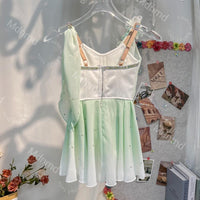 Green Cupid Ballet Dress | Handmade Lyrical Ballet Costume with Floral Appliques | Custom Size