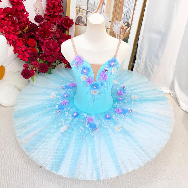 Custom Professional Ballerina Costume | Floral Tutu in Pink, Blue, Orange, Yellow, Violet