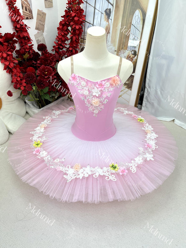 Handmade Ballet Pancake Tutu: Blue & Pink Ballerina Costume - Custom Made