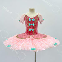 Handmade Pink Fairy Ballet Tutu Dress - Custom Doll-Inspired Dance Costume with Bow for Girls
