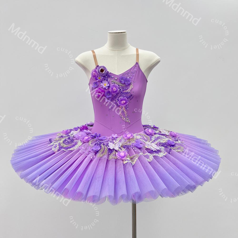 Purple Ombre Tutu Skirt for Ballet & Dance - Handmade, Custom Floral Embellished Costume