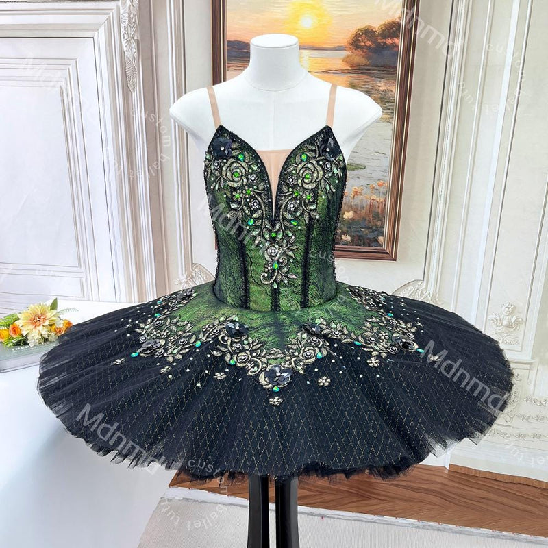 Green and Black Classical Ballet Pancake Tutu | Professional Custom Handmade for Competitions & Variations