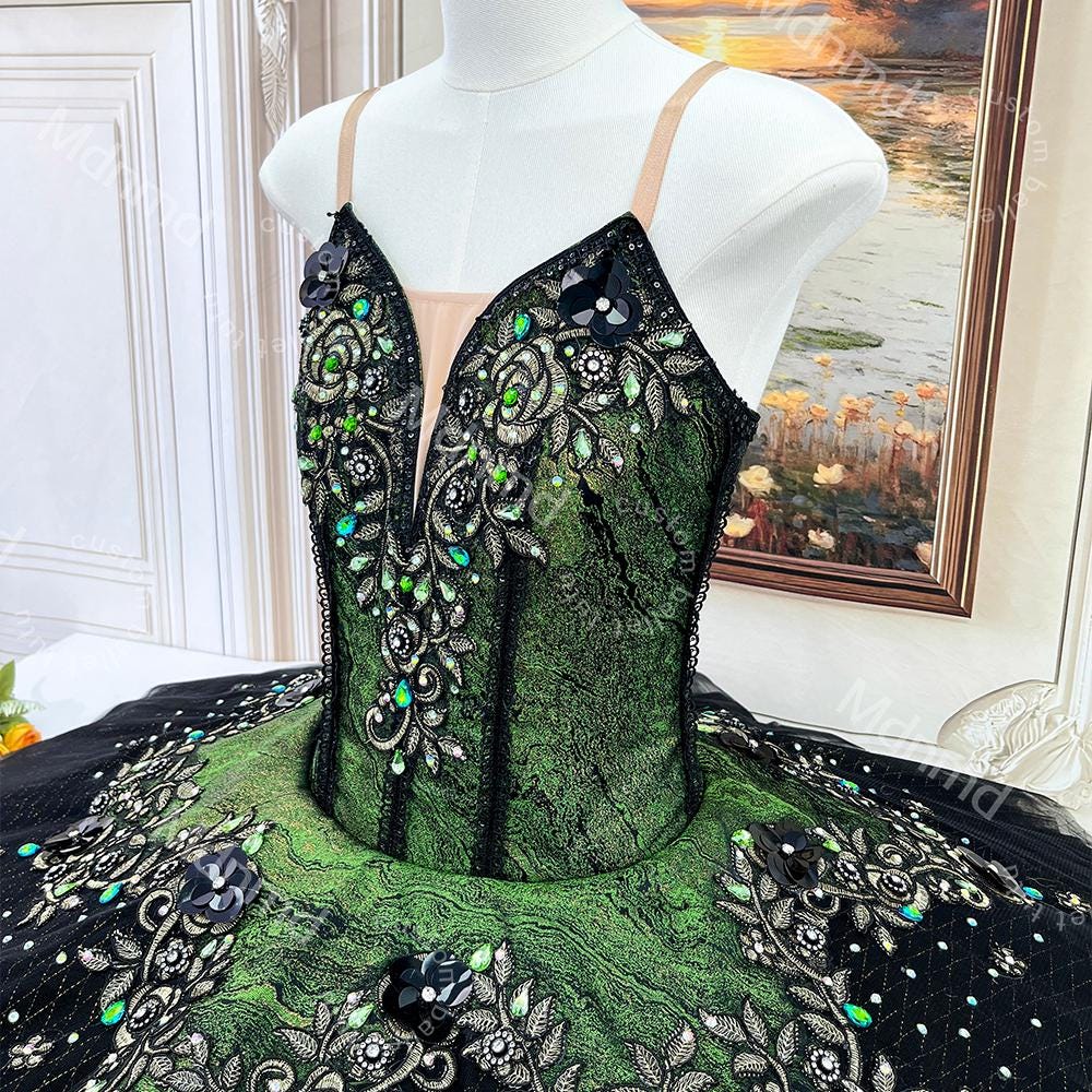 Green and Black Classical Ballet Pancake Tutu | Professional Custom Handmade for Competitions & Variations