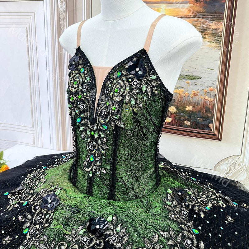 Green and Black Classical Ballet Pancake Tutu | Professional Custom Handmade for Competitions & Variations