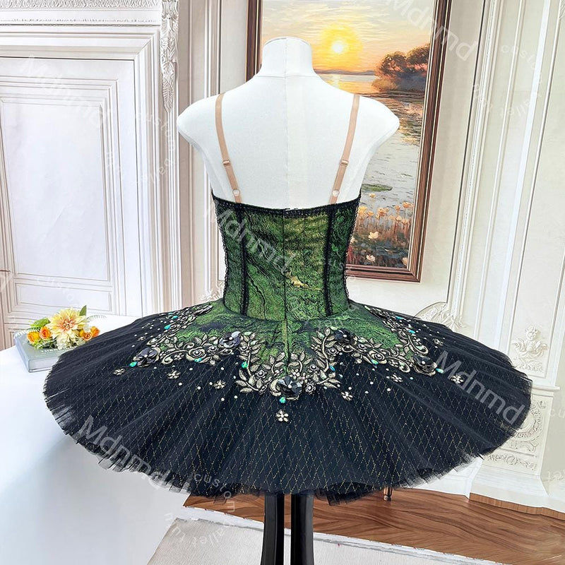 Green and Black Classical Ballet Pancake Tutu | Professional Custom Handmade for Competitions & Variations