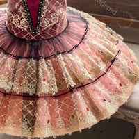 Red & Gold Baroque Classical Ballet Tutu | Handmade Professional Pancake Tutu | Competition Costume