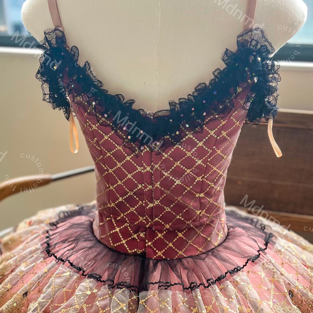 Red & Gold Baroque Classical Ballet Tutu | Handmade Professional Pancake Tutu | Competition Costume