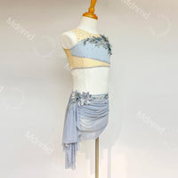 Custom Silver-Gray Two-Piece Lyrical Dance Costume | Modern Ballet Solo Outfit | Handmade Performance Dress