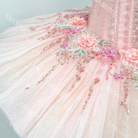Pink Ballet Tutu | Handmade Classical Pancake Costume, Crystal Flower Appliqu