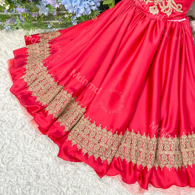 Red & Gold Spanish Classical Ballet Costume | Nutcracker Spanish Variation | Handmade Character Skirt | Custom Size
